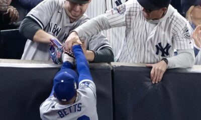 New York Yankees fans interfered with Los Angeles Dodgers