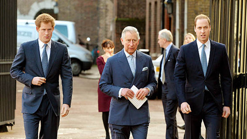 King charles with harry and william